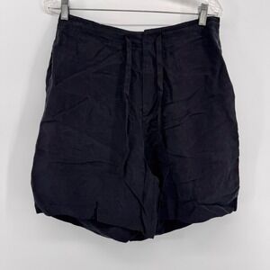 Peruvian Connection Shorts Womens L Black Cupro Rayon Drawstring Relaxed 8776
